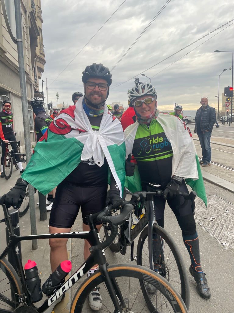Ride to the Rugby Welsh flag duo