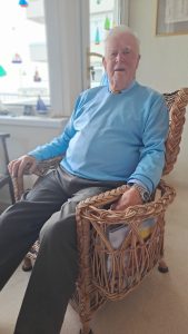 Colin Evans aged 89 contemplating his fundraising swim for Ty Hafan
