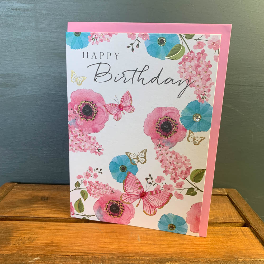 Flowers & Butterflies – Birthday Card