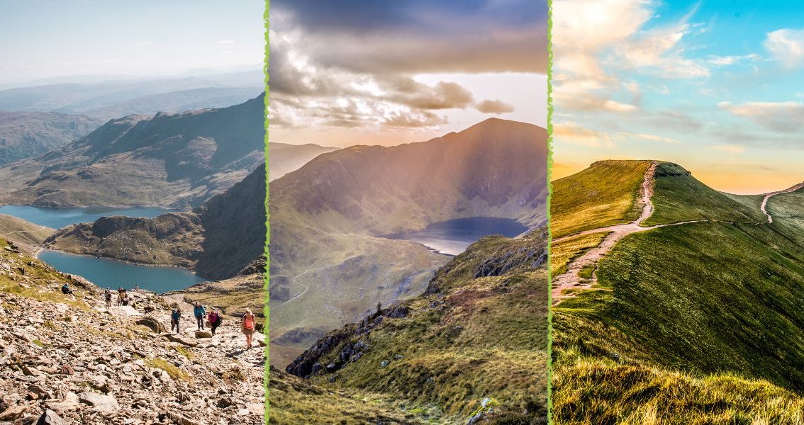 Three images of the mountains climbed in the Welsh 3 Peaks