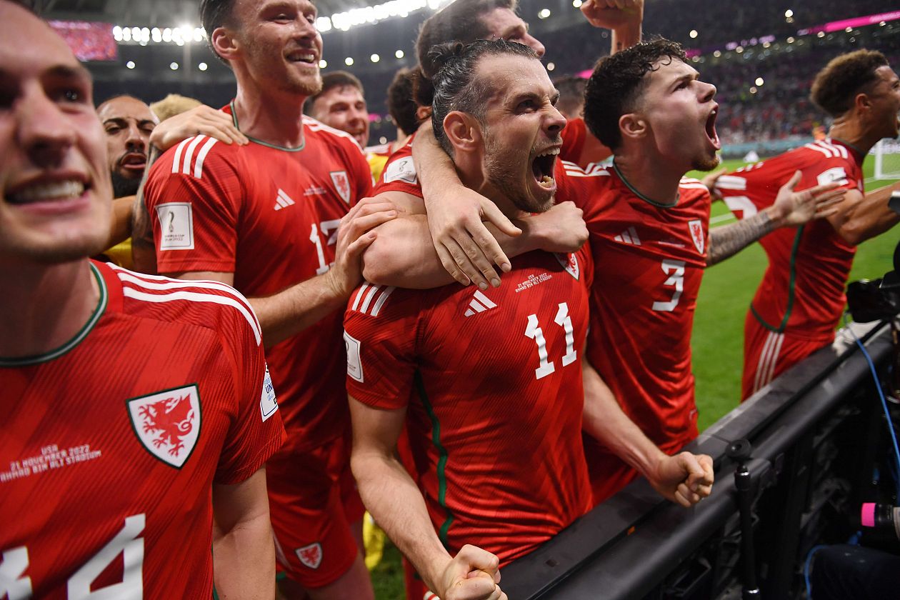 The Wales football team celebrating