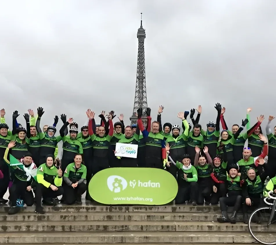ride to the rugby ty Hafan supporters