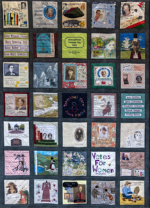 Quilt for International Women's Day featuring Ty Hafan founder Suzanne Goodall