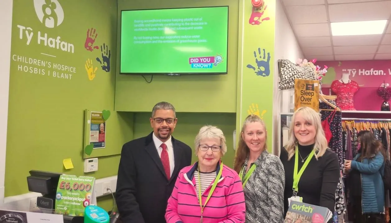 Vaughan Gething MS visits Ty Hafan's charity shop in Penarth