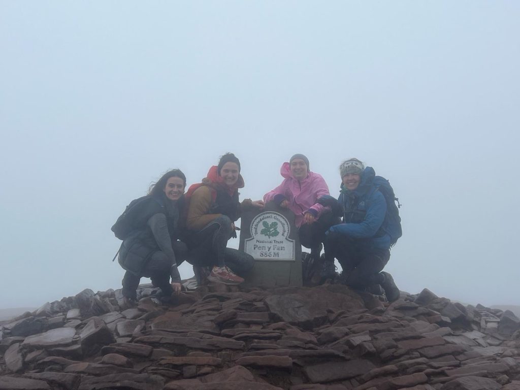 Heather and team, during a training hike at Pen y Fan.