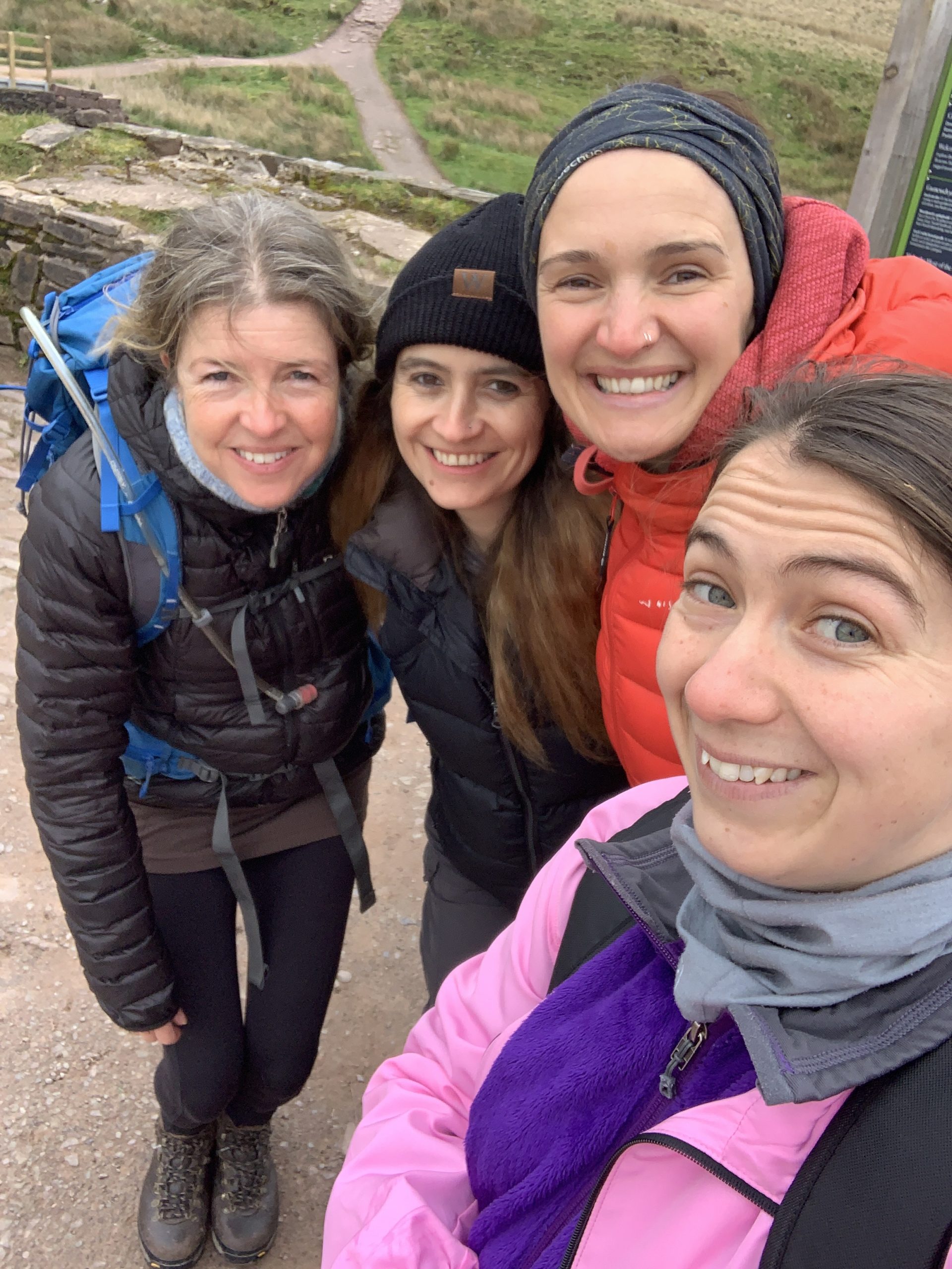 Heather and team, during a training hike at Pen y Fan.