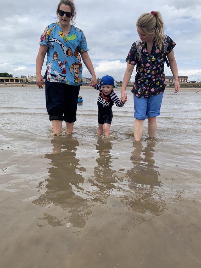 Kat Morris and Caleb at the beach