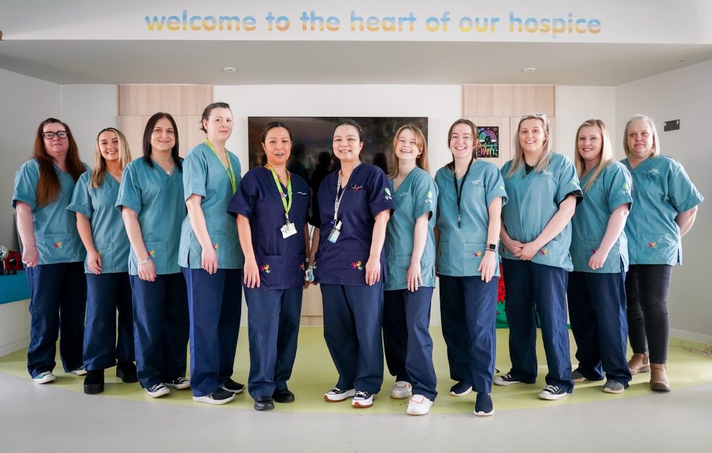 Some of Ty Hafan's nursing team modelling their new uniforms