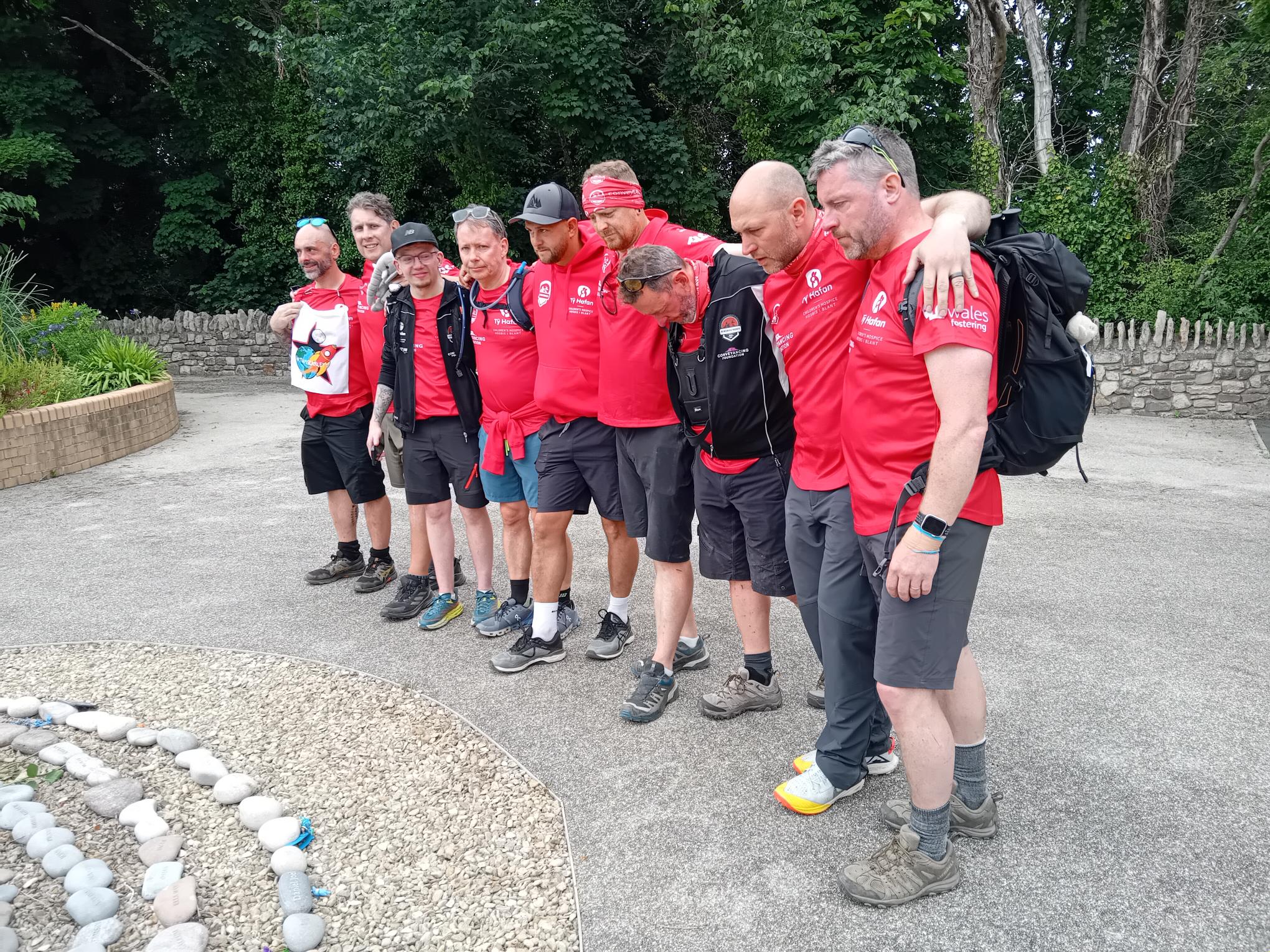 The Bie Boat Boot team reflect in Ty Hafan's Memorial Garden