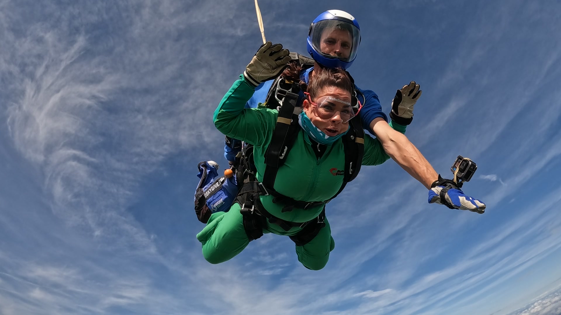 Kerry Spence skydiving for Ty Hafan Children's Hospice